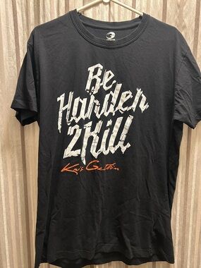 GASP Black Short-Sleeve Graphic Tee with Bold 'Be Harder 2Kill' Print, Size XXL